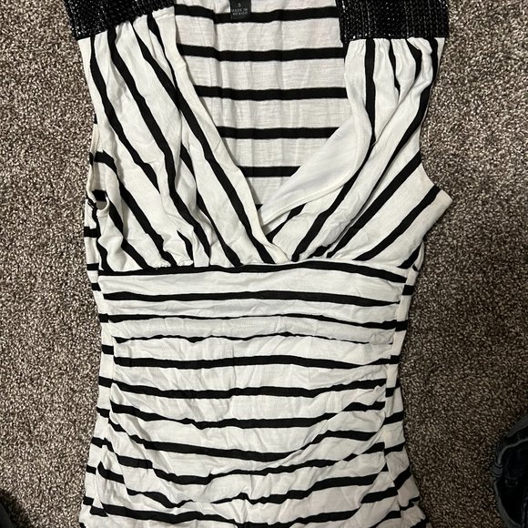 BCX Black/White striped sleeveless top - Picture 1 of 2